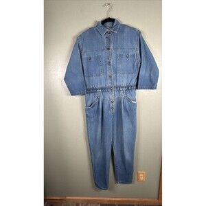 Vintage 70's 80's Dreams Denim Jean‎ Jumpsuit One Piece Women's Size Small Snaps